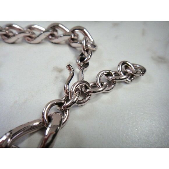 Heavyweight Large Link Silver Tone Necklace Adjustable Classic Style 16" + 1.5" - Picture 3 of 4